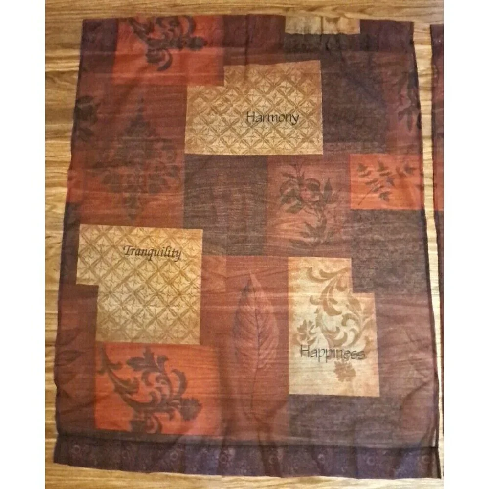 Sheer Happiness Curtain Panels Brown Harmony Patchwork Kitchen Country 36x28